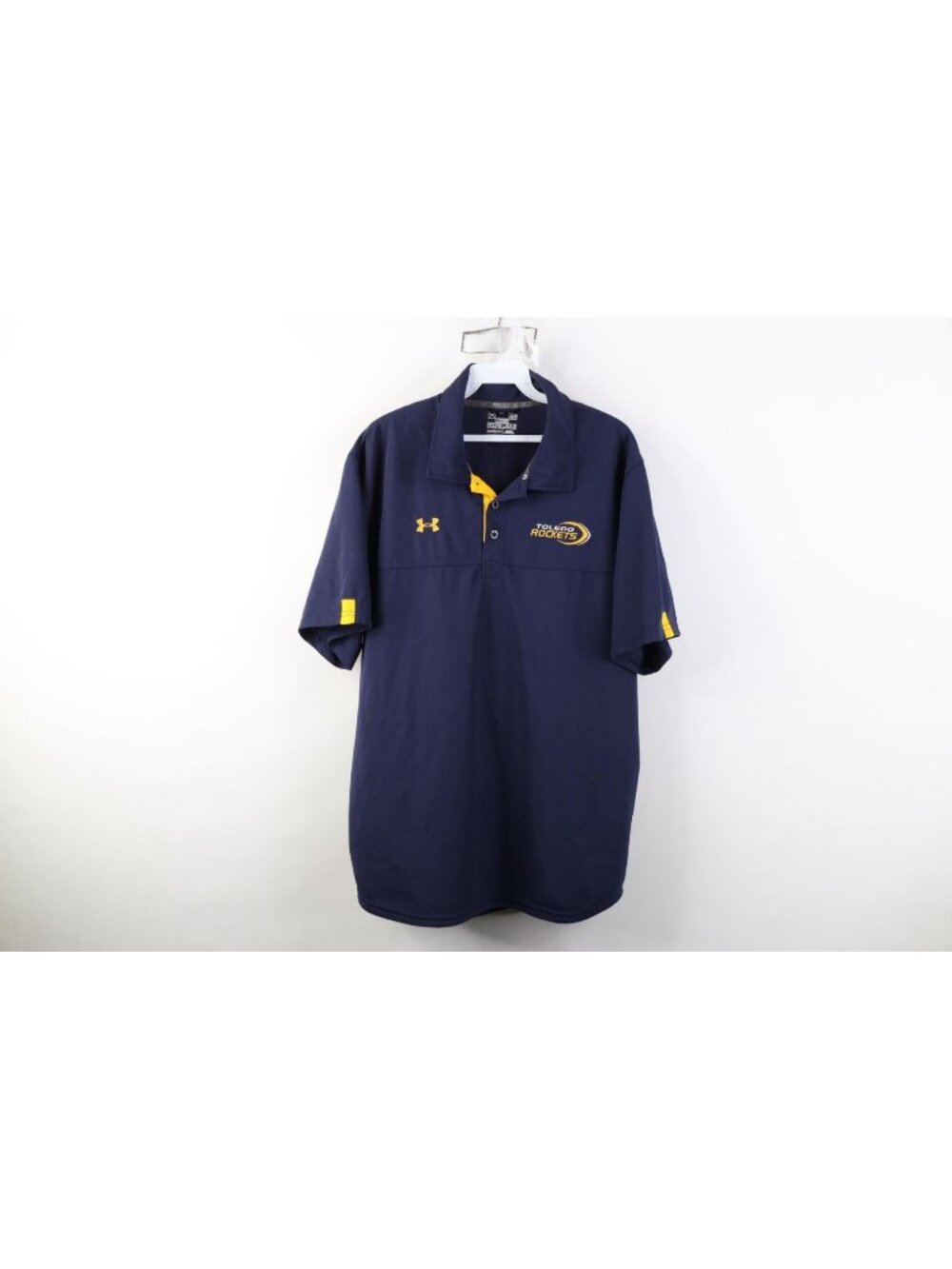 Under Armour Mens Large Team Issued University of Toledo Football Golf Polo Blue